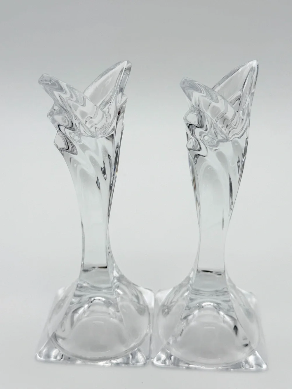 Vintage Mikasa Art Deco Lead Crystal Taper Candle Holders – Pair